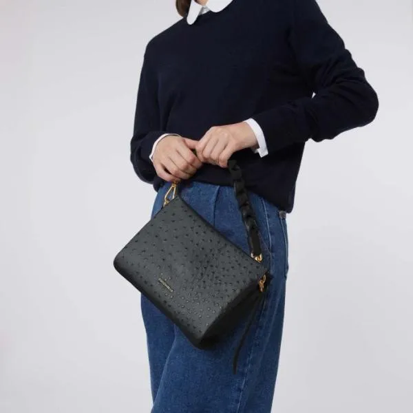 Boheme Ostrich Small Noir Women Coccinelle Top Handle Bag