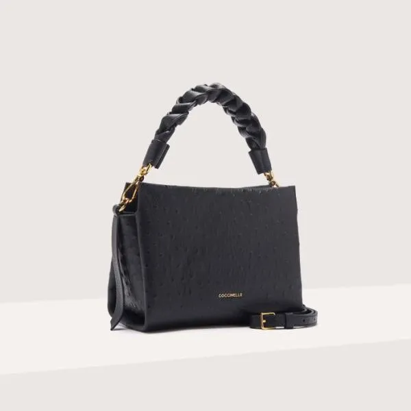 Boheme Ostrich Small Noir Women Coccinelle Top Handle Bag