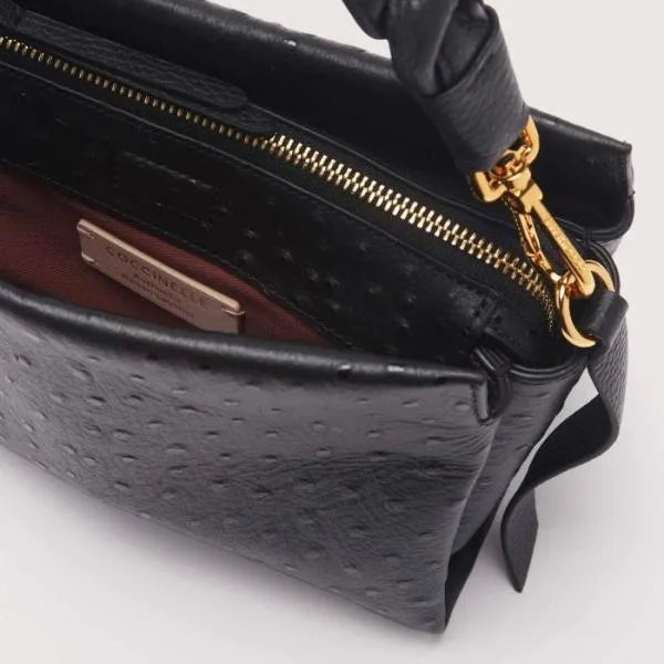 Boheme Ostrich Small Noir Women Coccinelle Top Handle Bag