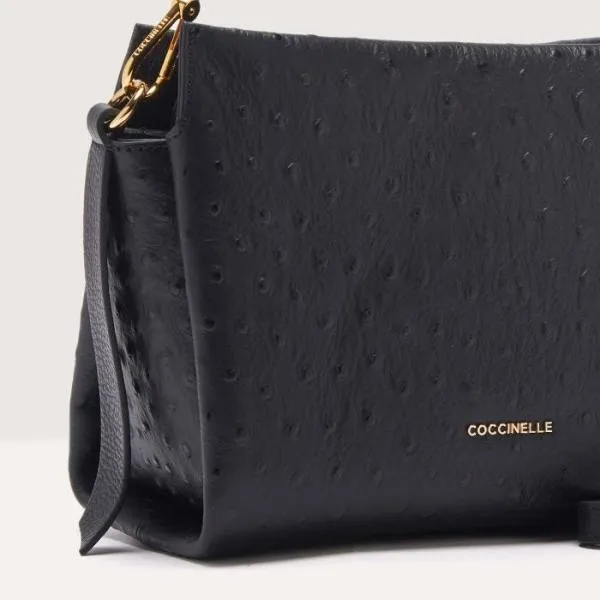Boheme Ostrich Small Noir Women Coccinelle Top Handle Bag