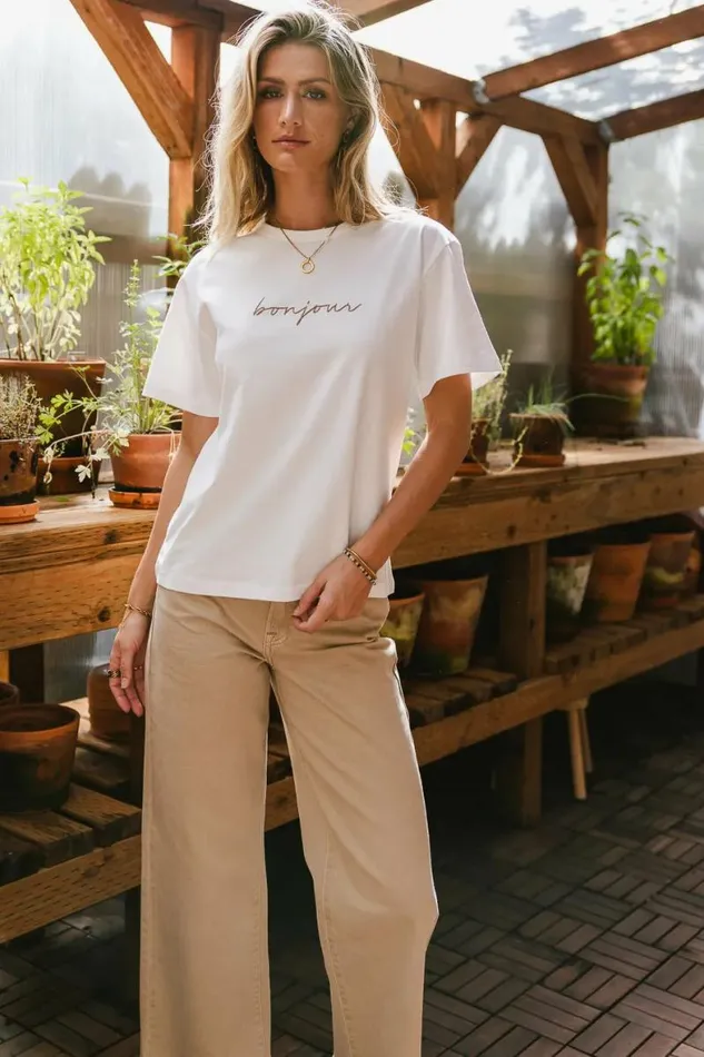 Bonjour TShirt White Women Bohme Tees and Tanks