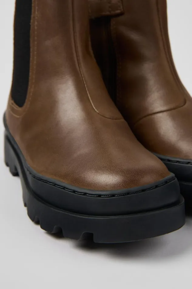 Boots Kids Camper Brutus Brown Leather Chelsea Boots