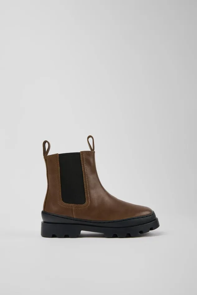 Boots Kids Camper Brutus Brown Leather Chelsea Boots