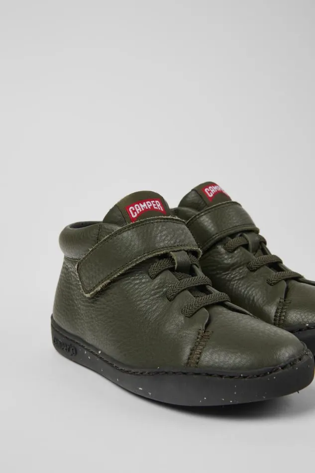 Boots Kids Camper Peu Touring Green Leather Ankle Boots
