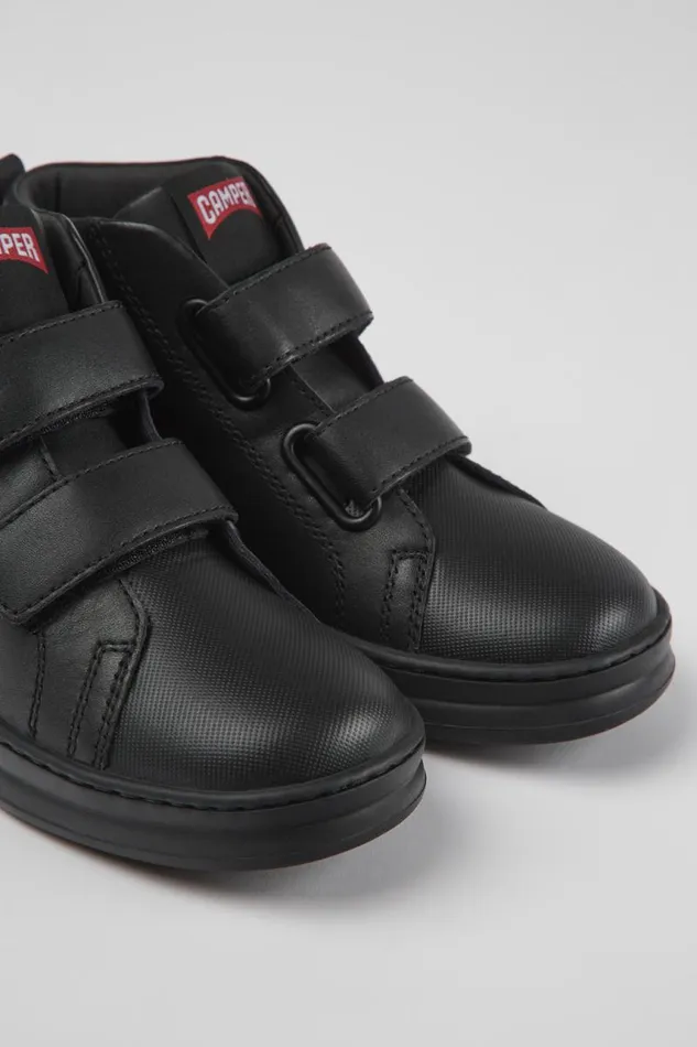Boots Kids Camper Runner Black Leather And Textile Ankle Boots