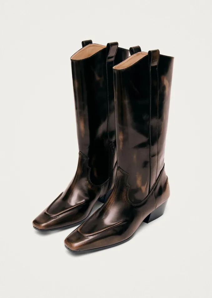 Boots Women ALOHAS Chase Brushed Brown Leather Boots