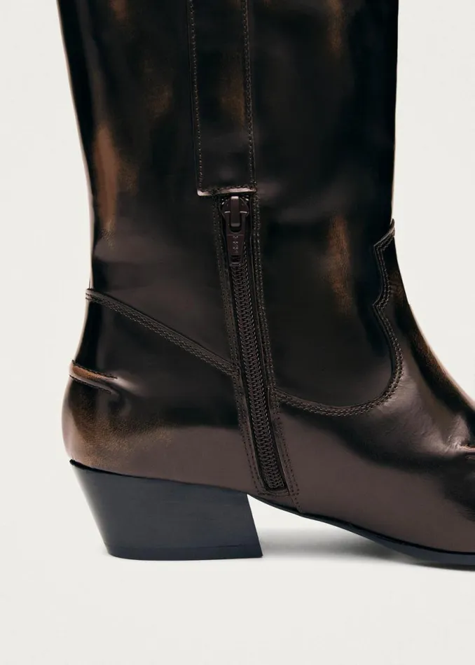 Boots Women ALOHAS Chase Brushed Brown Leather Boots