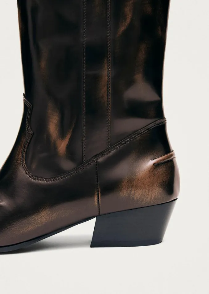 Boots Women ALOHAS Chase Brushed Brown Leather Boots