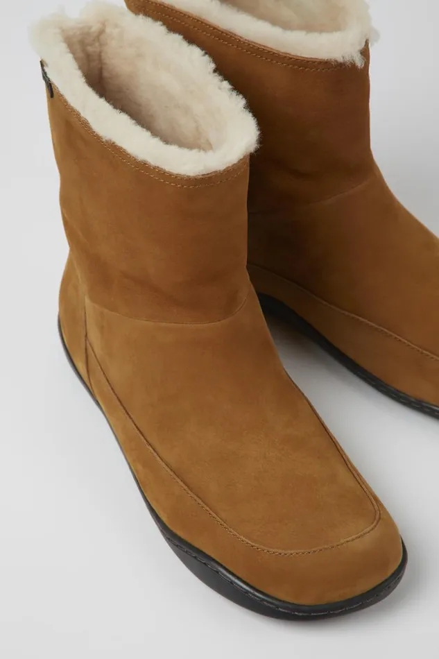 Boots Women Camper Peu Brown Nubuck Ankle Boots