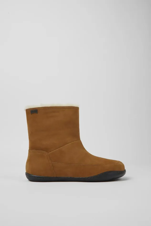 Boots Women Camper Peu Brown Nubuck Ankle Boots
