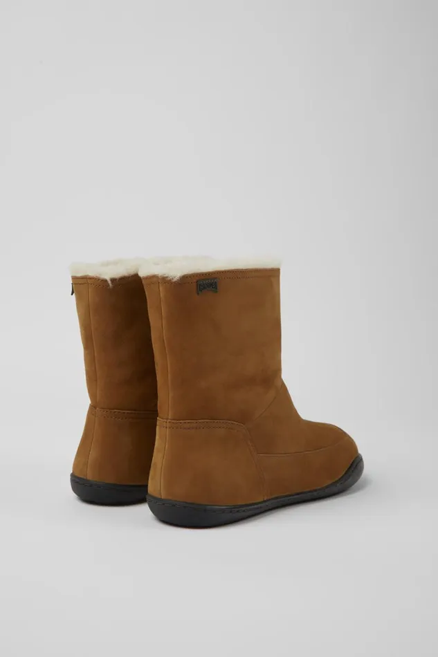 Boots Women Camper Peu Brown Nubuck Ankle Boots