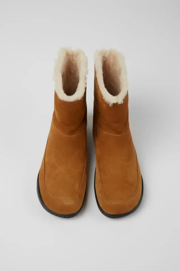 Boots Women Camper Peu Brown Nubuck Ankle Boots