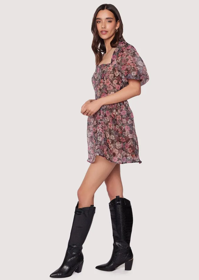 Botanique Mini Dress Blackfloral Women Lost Wander Dresses