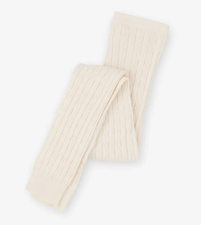 Bottoms Girls Hatley Girls Cream Cable Knit Tights