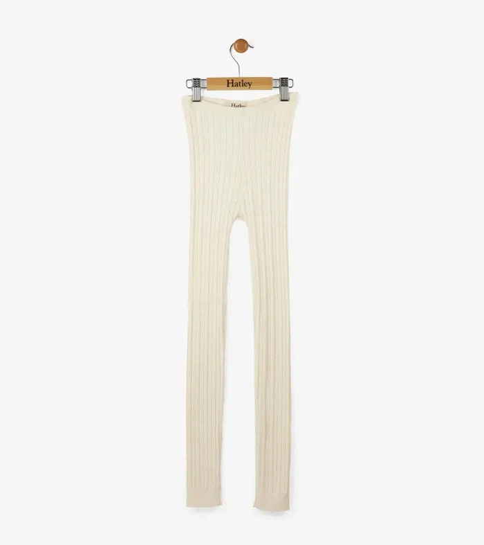 Bottoms Girls Hatley Girls Cream Cable Knit Tights