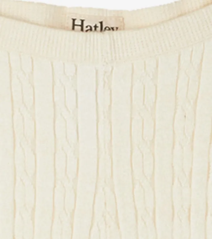 Bottoms Girls Hatley Girls Cream Cable Knit Tights