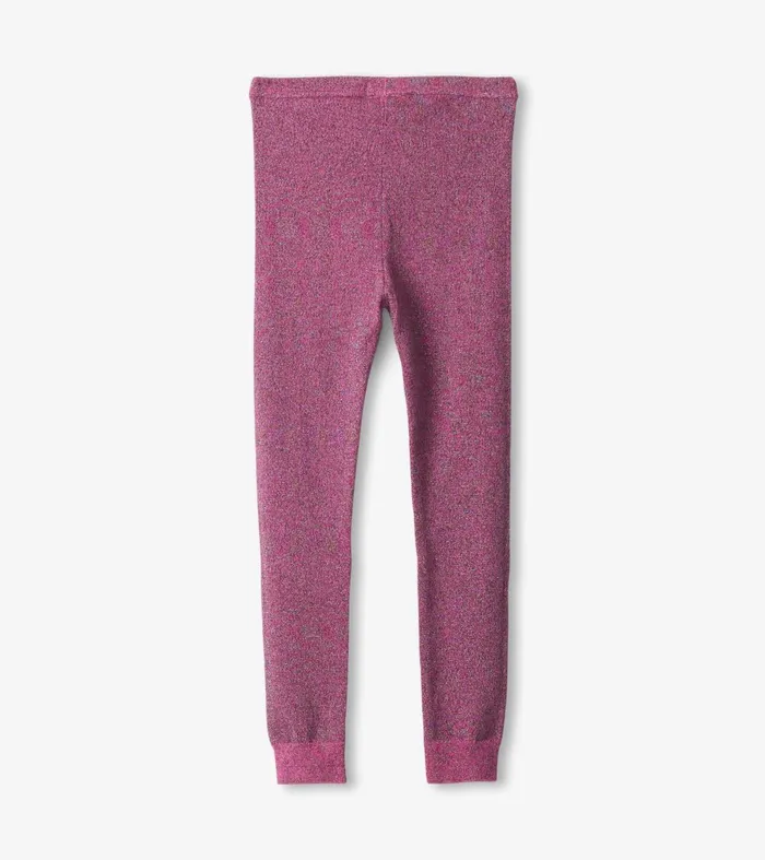 Bottoms Girls Hatley Girls Pink Glitter Knit Leggings
