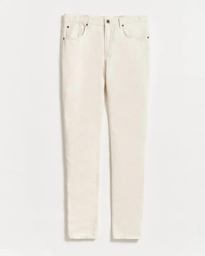 Bottoms Men Billy Reid Cotton Linen 5 Pocket Pant Eggshell