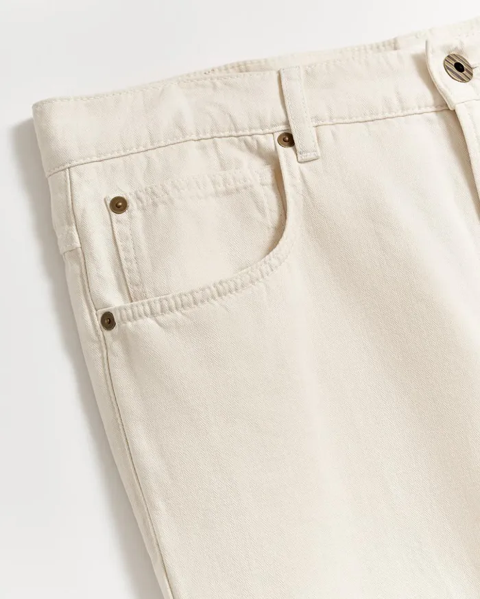 Bottoms Men Billy Reid Cotton Linen 5 Pocket Pant Eggshell