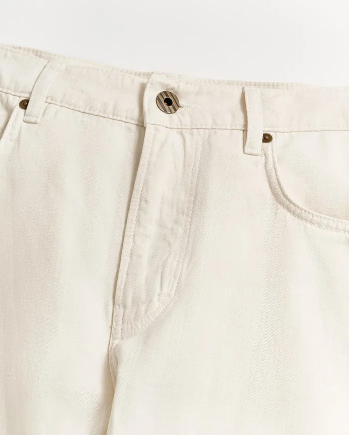 Bottoms Men Billy Reid Cotton Linen 5 Pocket Pant Eggshell
