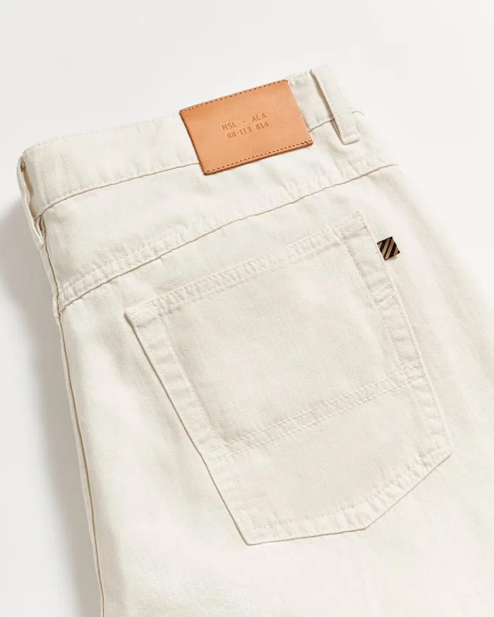 Bottoms Men Billy Reid Cotton Linen 5 Pocket Pant Eggshell