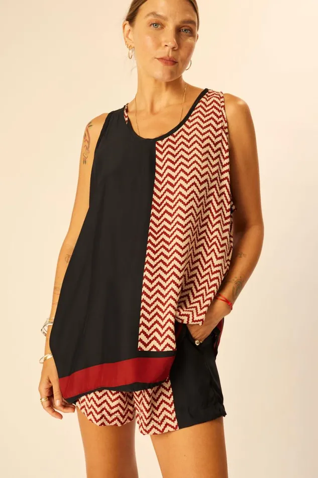 Bottoms Shop Natalie Martin JASPER SHORT Block Zigzag Noire