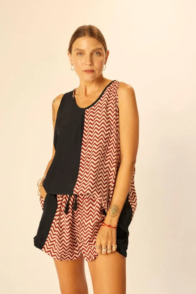 Bottoms Shop Natalie Martin JASPER SHORT Block Zigzag Noire