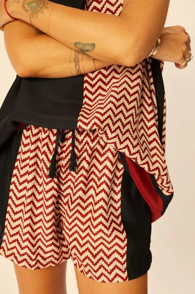 Bottoms Shop Natalie Martin JASPER SHORT Block Zigzag Noire