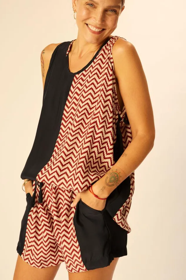 Bottoms Shop Natalie Martin JASPER SHORT Block Zigzag Noire