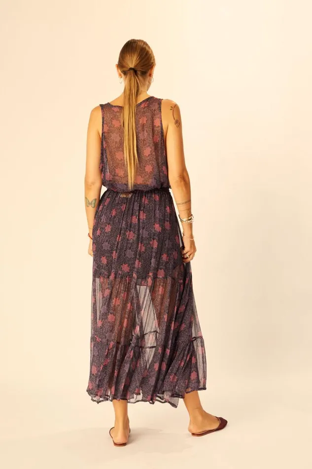 Bottoms Shop Natalie Martin SIERRA SKIRT Chiffon Snowflake Aubergine