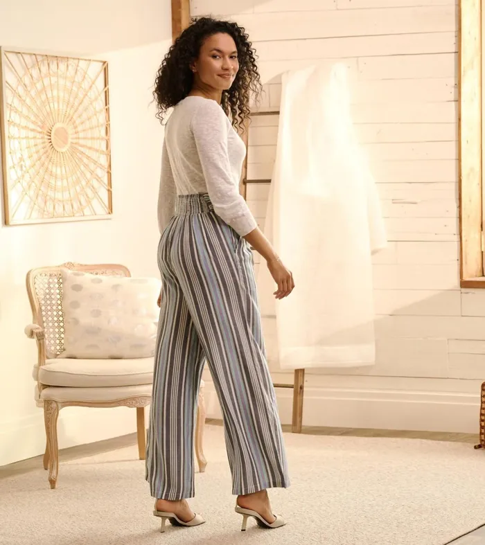 Bottoms Women Hatley Belted Wide Leg Pants 8211 Rainbow Stripes