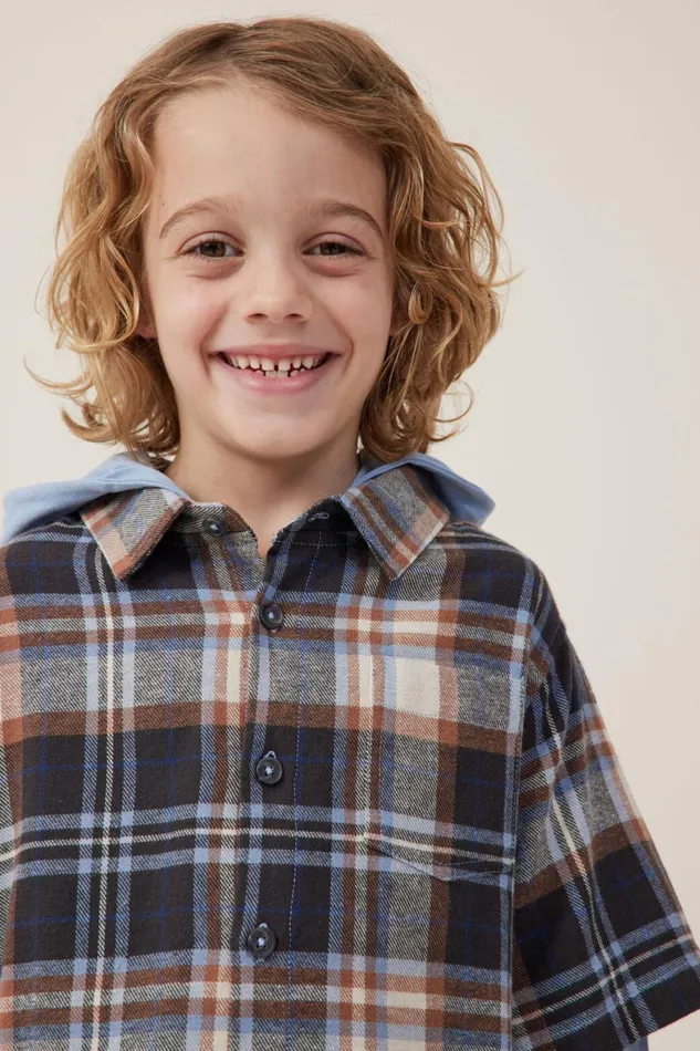 Boys 214 Shirts Cotton On Rugged Long Sleeve Layered Shirt Dusty Bluecoco Jumbo Plaid