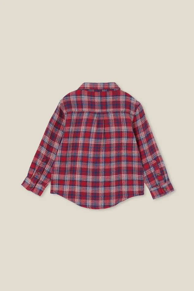 Boys 214 Shirts Cotton On Rugged Long Sleeve Shirt Heritage Redin The Navy Waffle Plaid