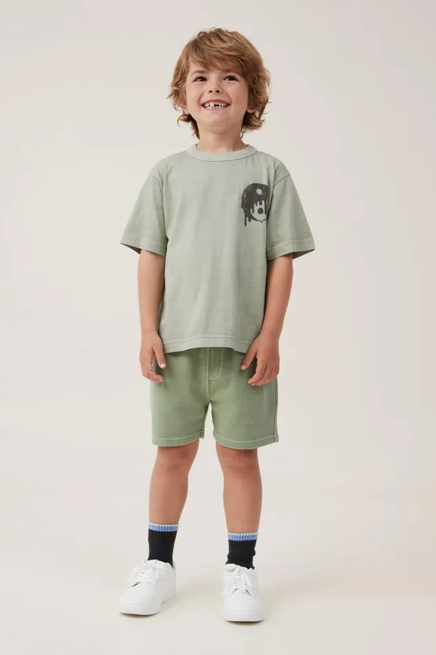 Boys 214 Shorts Cotton On Henry Slouch Short Deep Sage Garment Dye