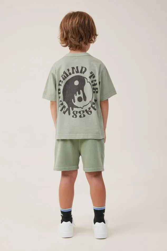 Boys 214 Shorts Cotton On Henry Slouch Short Deep Sage Garment Dye