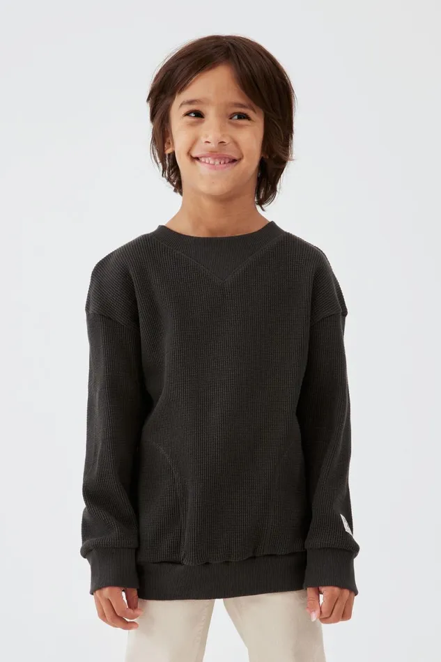 Boys 214 Sweatshirts and Sweatpants Cotton On Long Sleeve Waffle Pullover Phantom