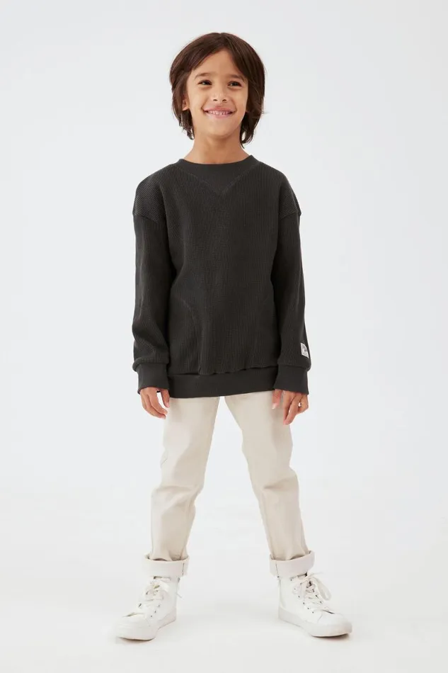 Boys 214 Sweatshirts and Sweatpants Cotton On Long Sleeve Waffle Pullover Phantom