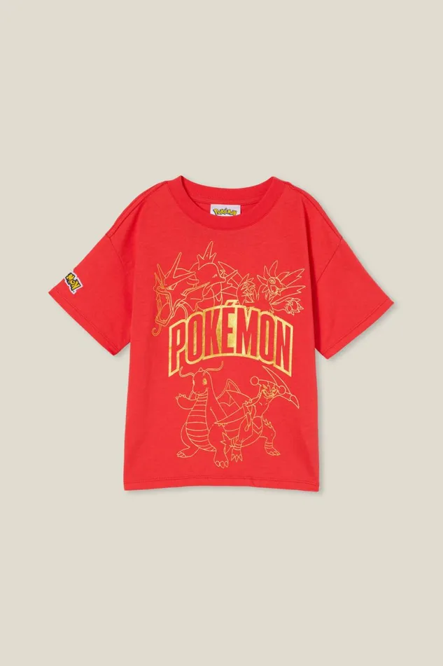 Boys 214 Tops and TShirts Cotton On License Drop Shoulder Short Sleeve Tee Lcn Pok Anthuriumpokemon Group Foil