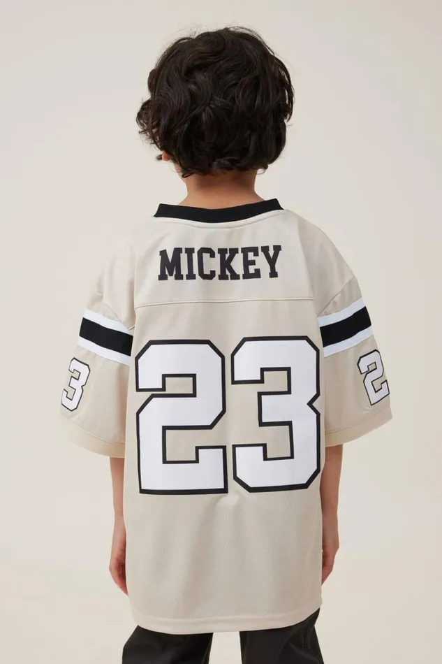 Boys 214 Tops and TShirts Cotton On License Oversized Football Jersey Lcn Dis Rainy Day 19mickey Face