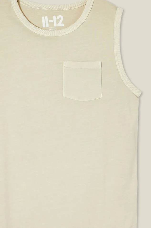 Boys 214 Tops and TShirts Cotton On The Eddy Essential Tank Rainy Day Wash