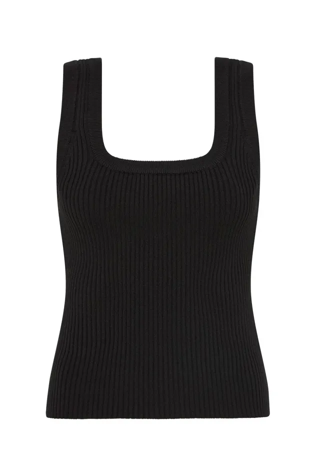 Bronte Scoop Neck Rib Tank Black Women Aje Body 038 Crepe Knit