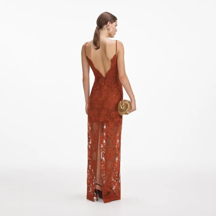 Brown Lace Maxi Dress Women Self Portrait Dresses Brown Lace Maxi Dress Women Self Portrait Dresses