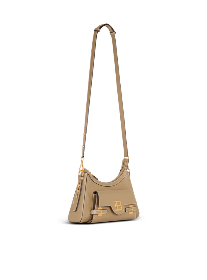Calfskin BBuzz Hobo Bag Brown Women Balmain Crossbody Bags