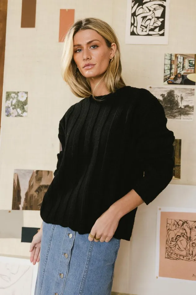Camilla Ribbed Sweater Black Women Bohme Tops