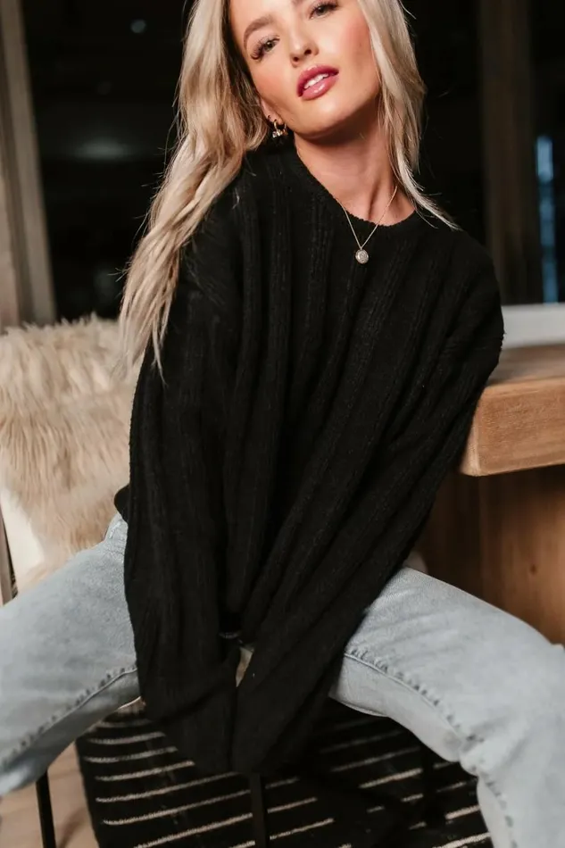 Camilla Ribbed Sweater Black Women Bohme Tops