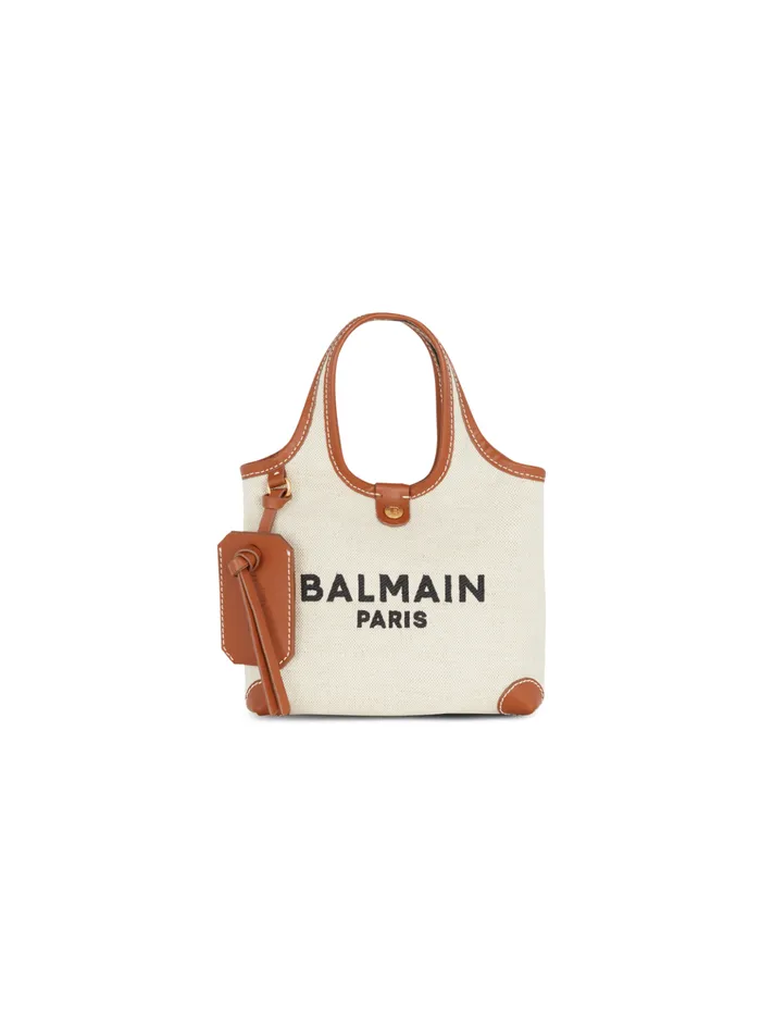 Canvas And Leather Barmy Grocery Bag Beige Women Balmain Grocery Bags
