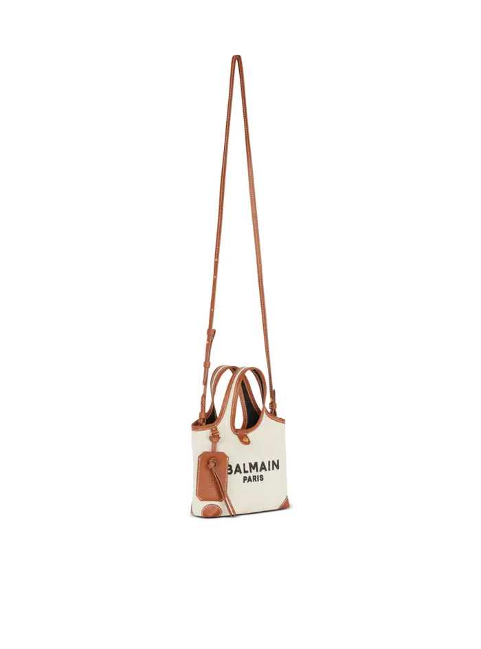 Canvas And Leather Barmy Grocery Bag Beige Women Balmain Grocery Bags