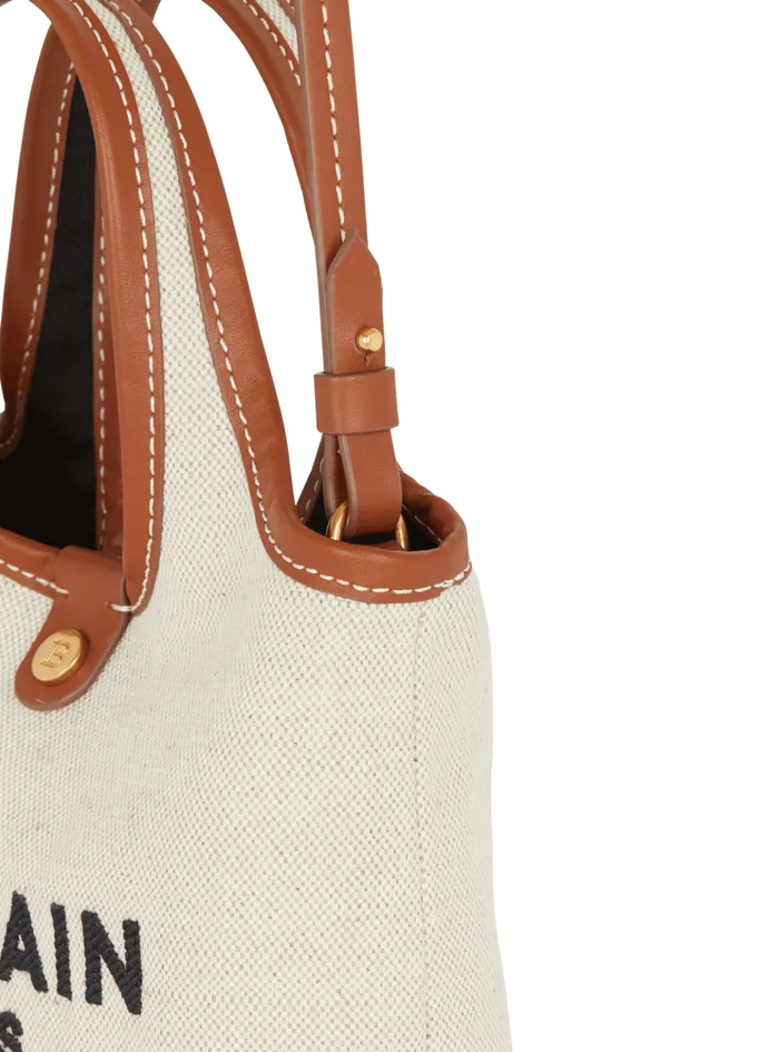 Canvas And Leather Barmy Grocery Bag Beige Women Balmain Grocery Bags