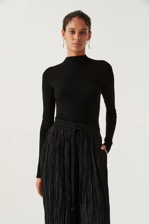 Carolina Rib Knit Top Black Women Aje Knitwear 038 Jumpers