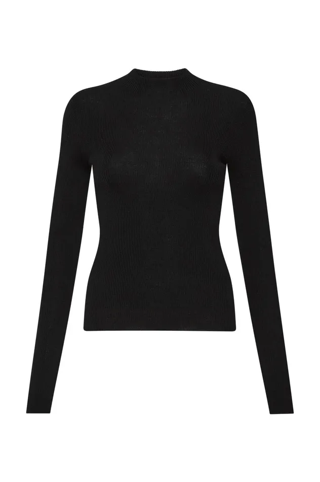 Carolina Rib Knit Top Black Women Aje Knitwear 038 Jumpers